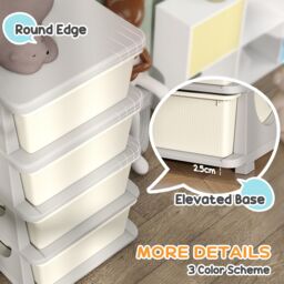 HOMCOM Kids Storage Units with Drawers 4 Tier Chest Dresser Tower in Cream - thumbnail 5