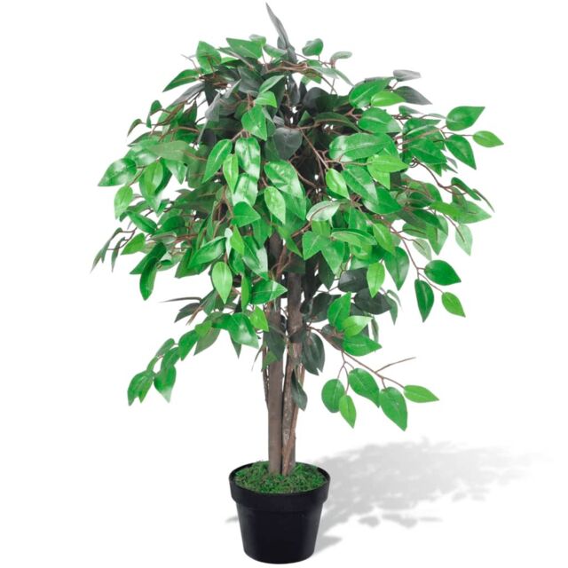 Berkfield Home Artificial Plant Ficus Tree with Pot 90 cm in Green - image 1