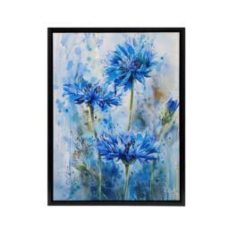 "Artery8 Cornflowers Flower Watercolour Framed Canvas Wall Art Print in Blue - Size: W12"" x H16""" - thumbnail 1