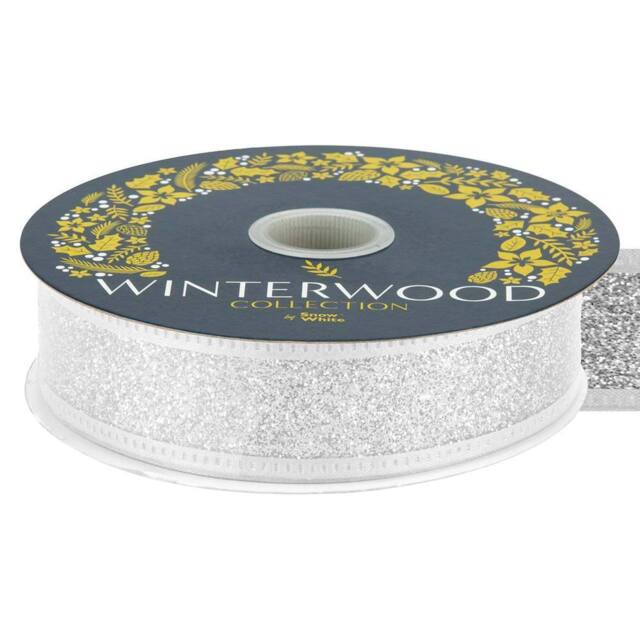 VFM e-Store Christmas Ribbon Garland Decoration 4cm x 10cm Silver X 1 - Size: 4 cm x 10 cm - image 1