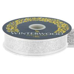 VFM e-Store Christmas Ribbon Garland Decoration 4cm x 10cm Silver X 1 - Size: 4 cm x 10 cm