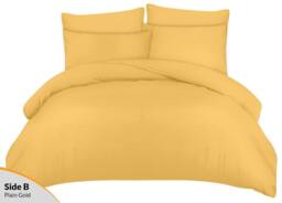 Grace Double Brushed Reversible Duvet Cover Set with Fitted Sheet in Gold - thumbnail 4