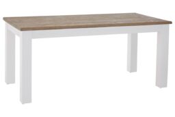 Orsina Oak Top White Dining Table, Geometric 4 Legs Dining Room Table for Home, Oak Dining Table with Brown top - thumbnail 3