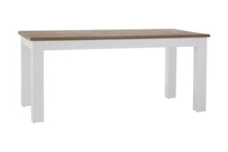 Orsina Oak Top White Dining Table, Geometric 4 Legs Dining Room Table for Home, Oak Dining Table with Brown top - thumbnail 2