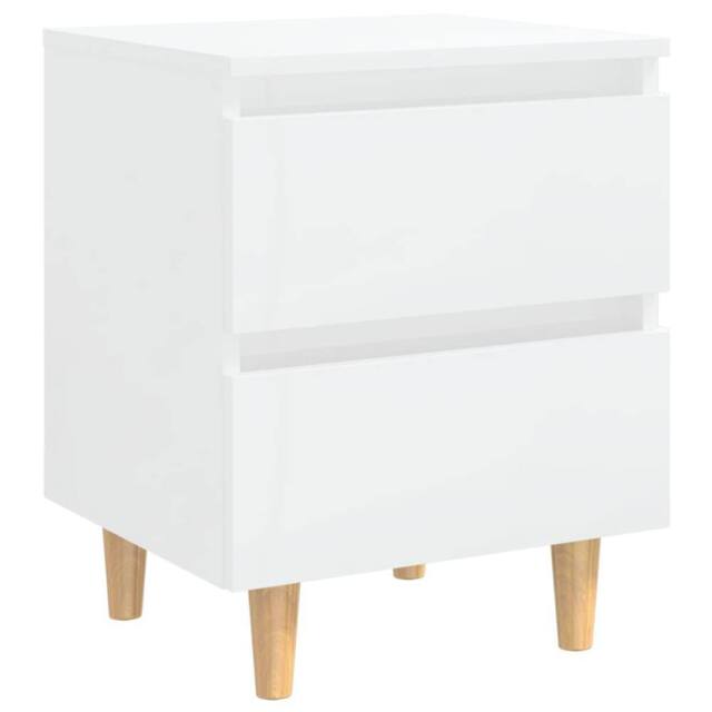 Berkfield Home Sturdy Bed Cabinets & Pinewood Legs 2 pcs High Gloss White 40x35x50cm - Size: 40 x 35 x 50 cm - image 1