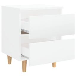 Berkfield Home Sturdy Bed Cabinets & Pinewood Legs 2 pcs High Gloss White 40x35x50cm - Size: 40 x 35 x 50 cm - thumbnail 6