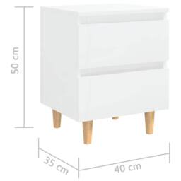 Berkfield Home Sturdy Bed Cabinets & Pinewood Legs 2 pcs High Gloss White 40x35x50cm - Size: 40 x 35 x 50 cm - thumbnail 8