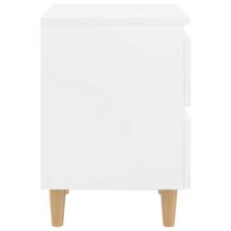 Berkfield Home Sturdy Bed Cabinets & Pinewood Legs 2 pcs High Gloss White 40x35x50cm - Size: 40 x 35 x 50 cm - thumbnail 5