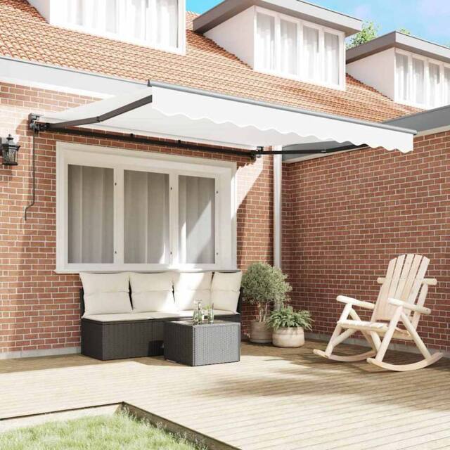 Berkfield Home Retractable Awning Manual White 300x250 cm Polyester - image 1