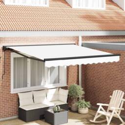Berkfield Home Retractable Awning Manual White 300x250 cm Polyester - thumbnail 2