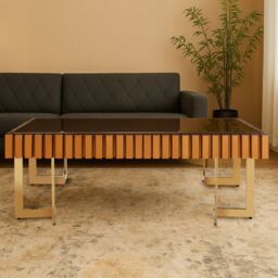 Orsina Reflective Design Coffee Table For Living Room, Gold Finish Table For Patio, Convenient Decorative Table