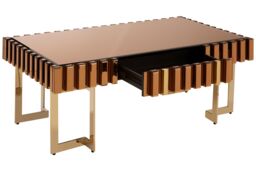 Orsina Reflective Design Coffee Table For Living Room, Gold Finish Table For Patio, Convenient Decorative Table - thumbnail 5