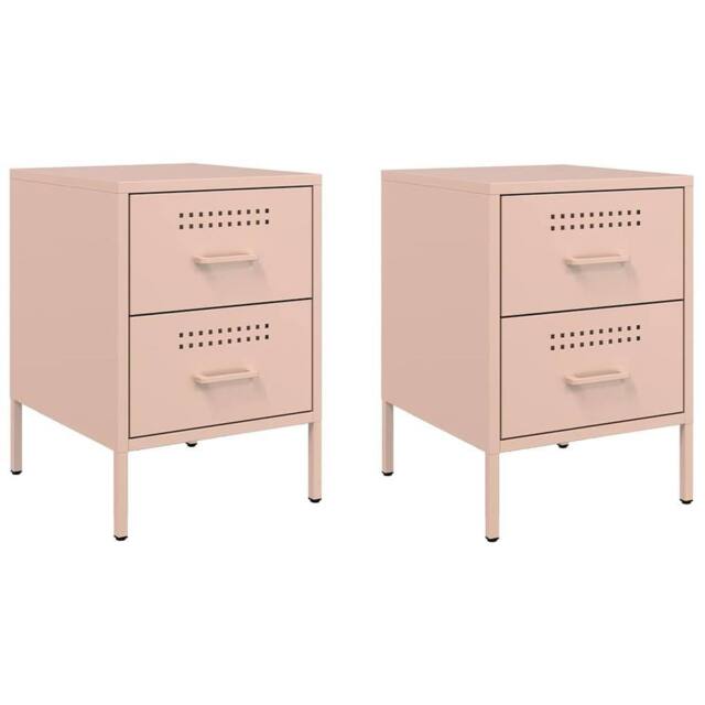 Berkfield Home Bedside Cabinets 2 pcs Pink 36x39x50.5 cm Steel - image 1