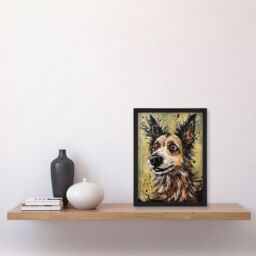 "Artery8 Wall Art Print Daisy Hears The Door Artwork Fun Dog Painting By Tom Jones Art Framed - Size: W12"" x H16""" - thumbnail 4