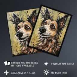 "Artery8 Wall Art Print Daisy Hears The Door Artwork Fun Dog Painting By Tom Jones Art Framed - Size: W12"" x H16""" - thumbnail 2