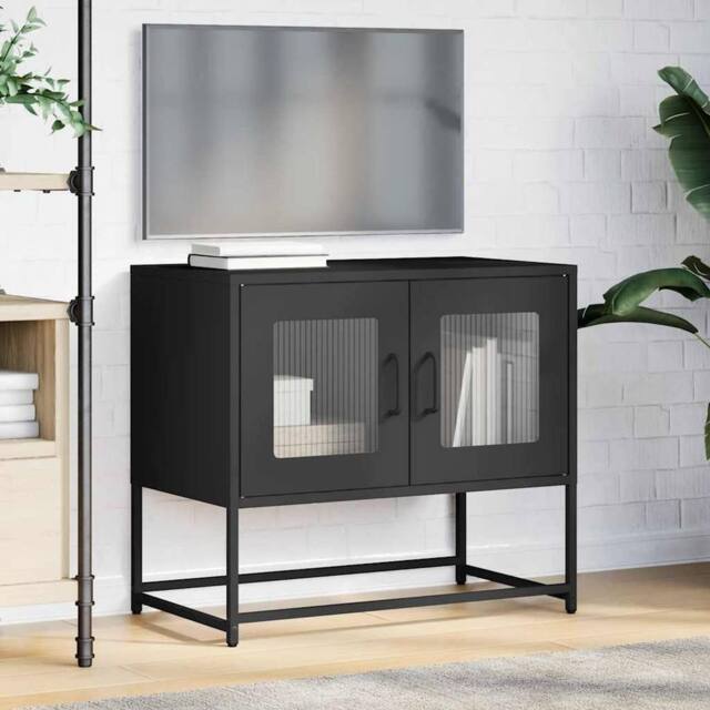 Berkfield Home TV Cabinet Black 68x39x60.5 cm Cold-rolled Steel - image 1