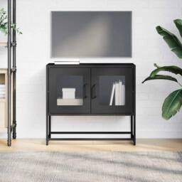 Berkfield Home TV Cabinet Black 68x39x60.5 cm Cold-rolled Steel - thumbnail 4