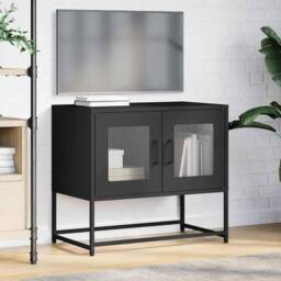 Berkfield Home TV Cabinet Black 68x39x60.5 cm Cold-rolled Steel - thumbnail 1