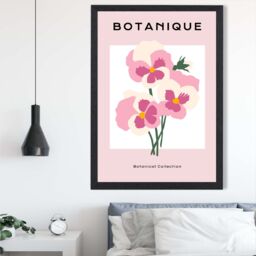 ARTZE Green & Beige Wildflower Flower Market Minimalist Framed Print SIZE: A3 with Black Frame - Size: A4 - thumbnail 2