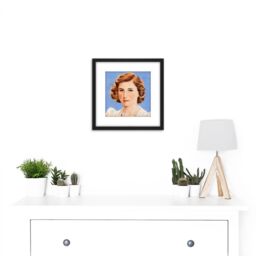 Artery8 Timym Portrait UK Princess Margaret Painting 8X8 Inch Square Wooden Framed Wall Art Print Picture with Mount in Black - thumbnail 2