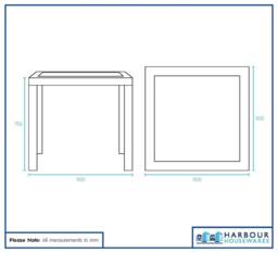 Harbour Housewares 90cm Noble Square Garden Dining Table - Outdoor Patio Garden Furniture in Black - thumbnail 3