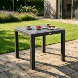 Harbour Housewares 90cm Noble Square Garden Dining Table - Outdoor Patio Garden Furniture in Black - thumbnail 5