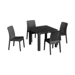 Harbour Housewares 90cm Noble Square Garden Dining Table - Outdoor Patio Garden Furniture in Black - thumbnail 4