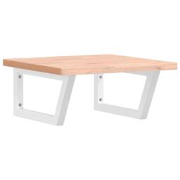 Berkfield Home Basin Shelf Wall Mounted Steel & Solid Wood Beech in Natural - thumbnail 1