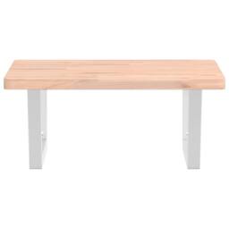 Berkfield Home Basin Shelf Wall Mounted Steel & Solid Wood Beech in Natural - thumbnail 4