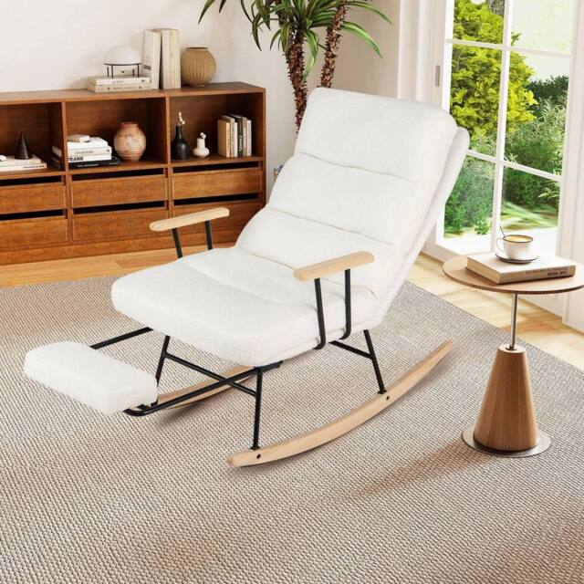 Kelvenix Nursery Rocking Chair w/ 5-level Adjustable Backrest-White in White - Size: 0.6m2 - image 1