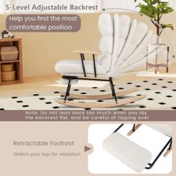 Kelvenix Nursery Rocking Chair w/ 5-level Adjustable Backrest-White in White - Size: 0.6m2 - thumbnail 5