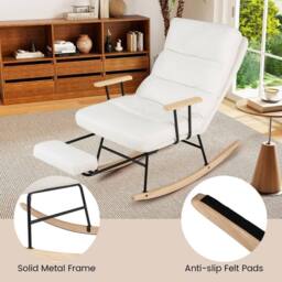 Kelvenix Nursery Rocking Chair w/ 5-level Adjustable Backrest-White in White - Size: 0.6m2 - thumbnail 4