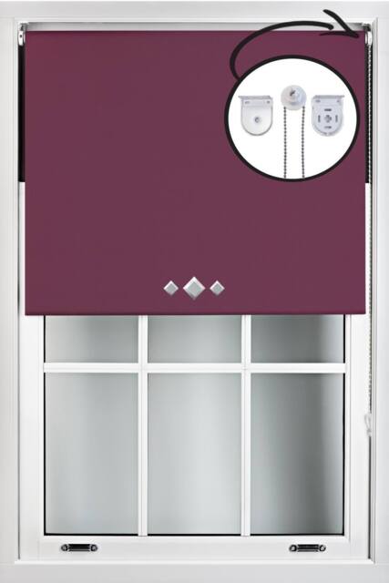 Furnished Aubergine Blackout Roller Blind with Triple Diamond Eyelets & Metal Fittings - Size: 240 cm width x 210 cm drop - image 1