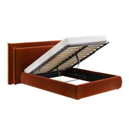 Solace+Co Sigrid Burnt Orange Velvet Cushion Headboard Ottoman Bed - Size: King - thumbnail 5