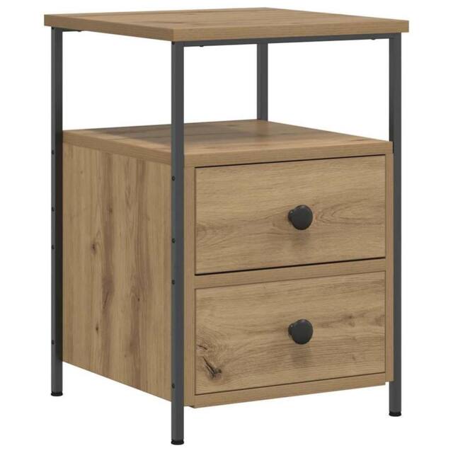 Berkfield Home Bedside Cabinet Artisan Oak 34x35.5x50 cm Engineered Wood in Brown - image 1