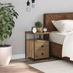 Berkfield Home Bedside Cabinet Artisan Oak 34x35.5x50 cm Engineered Wood in Brown - thumbnail 3