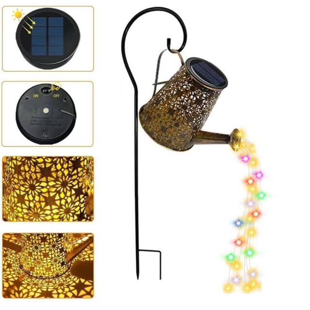 FLAVORA LED Solar Powered String Light Watering Can Lamp Decor in Bronze - image 1
