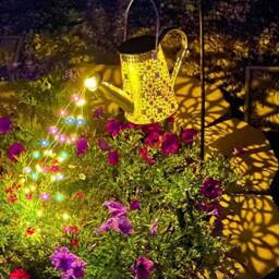 FLAVORA LED Solar Powered String Light Watering Can Lamp Decor in Bronze - thumbnail 3