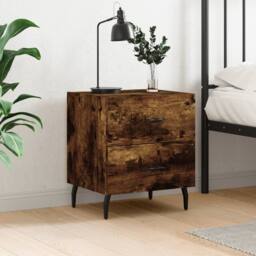 Berkfield Home Modern Bedside Cabinet Smoked Oak 40x35x47.5 cm Engineered Wood in Brown - thumbnail 2