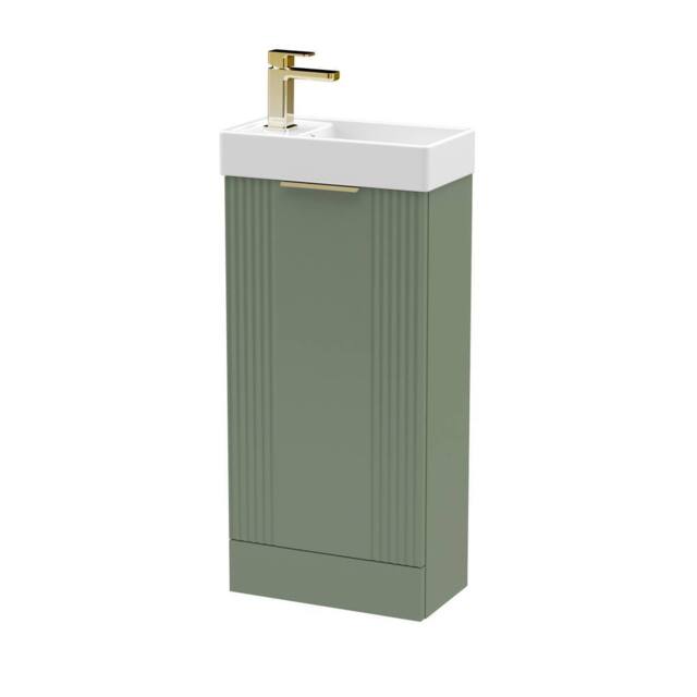 Balterley Green 400mm Floor Standing Vanity Unit with Brushed Brass Handle - image 1