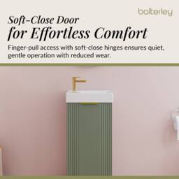 Balterley Green 400mm Floor Standing Vanity Unit with Brushed Brass Handle - thumbnail 3