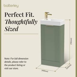 Balterley Green 400mm Floor Standing Vanity Unit with Brushed Brass Handle - thumbnail 5