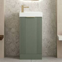 Balterley Green 400mm Floor Standing Vanity Unit with Brushed Brass Handle - thumbnail 8