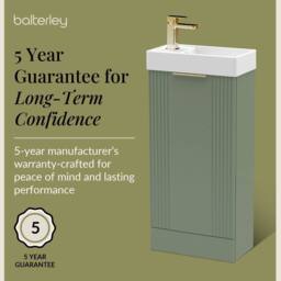 Balterley Green 400mm Floor Standing Vanity Unit with Brushed Brass Handle - thumbnail 6