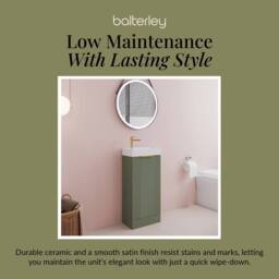 Balterley Green 400mm Floor Standing Vanity Unit with Brushed Brass Handle - thumbnail 7