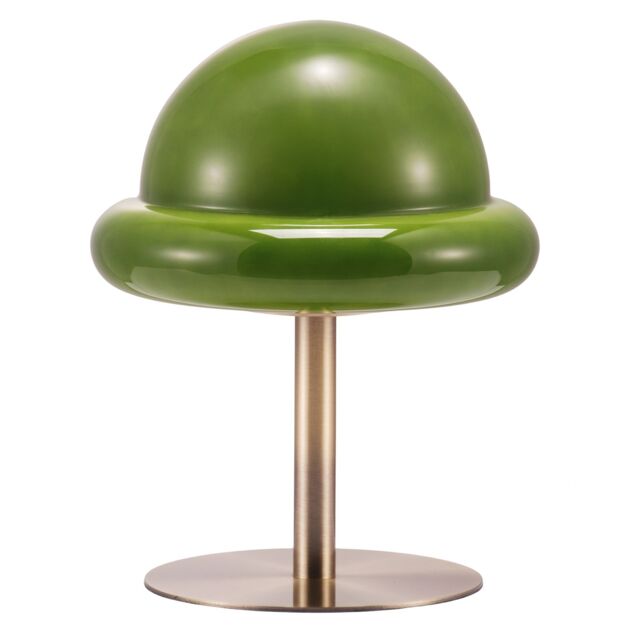Happy Homewares Traditional Antique Brass Bankers Desk Lamp with Green Mushroom Glass Shade in Metallic Gold - image 1