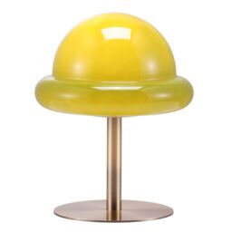 Happy Homewares Traditional Antique Brass Bankers Desk Lamp with Green Mushroom Glass Shade in Metallic Gold - thumbnail 2