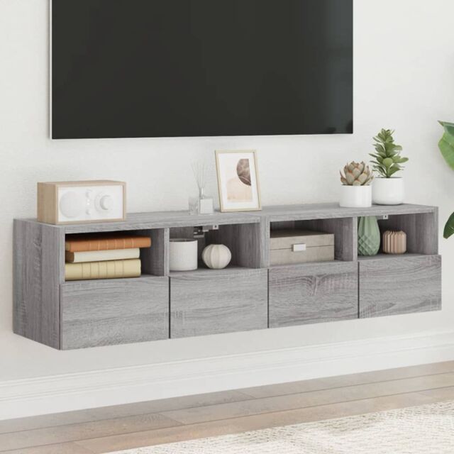 Berkfield Home TV Wall Cabinets 2 pcs Grey Sonoma 60x30x30 cm Engineered Wood - Size: 60 x 30 x 30 cm - image 1