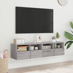 Berkfield Home TV Wall Cabinets 2 pcs Grey Sonoma 60x30x30 cm Engineered Wood - Size: 60 x 30 x 30 cm - thumbnail 3