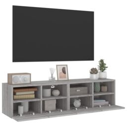 Berkfield Home TV Wall Cabinets 2 pcs Grey Sonoma 60x30x30 cm Engineered Wood - Size: 60 x 30 x 30 cm - thumbnail 5
